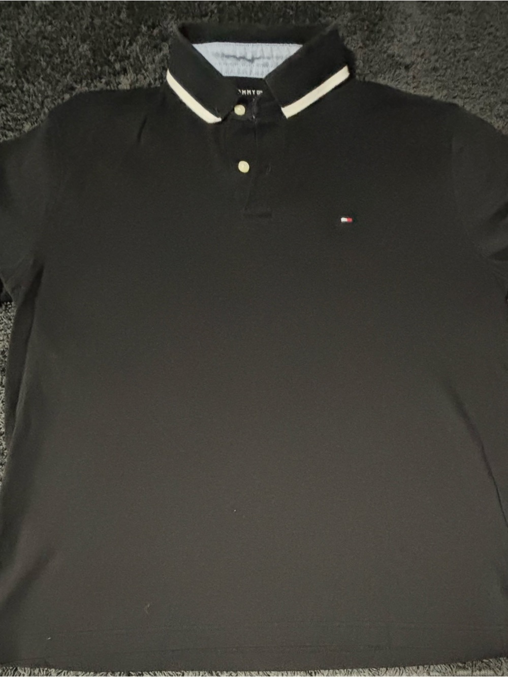 Tommy Hilfiger Black Polo with White Contrast Trim